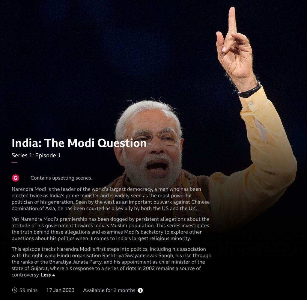 Die BBC-Dokumentation „India: The Modi Question“ aus dem Jahr 2023