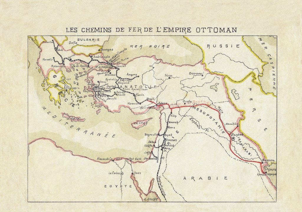 Eisenbahnkarte des osmanischen Reiches (um 1910)