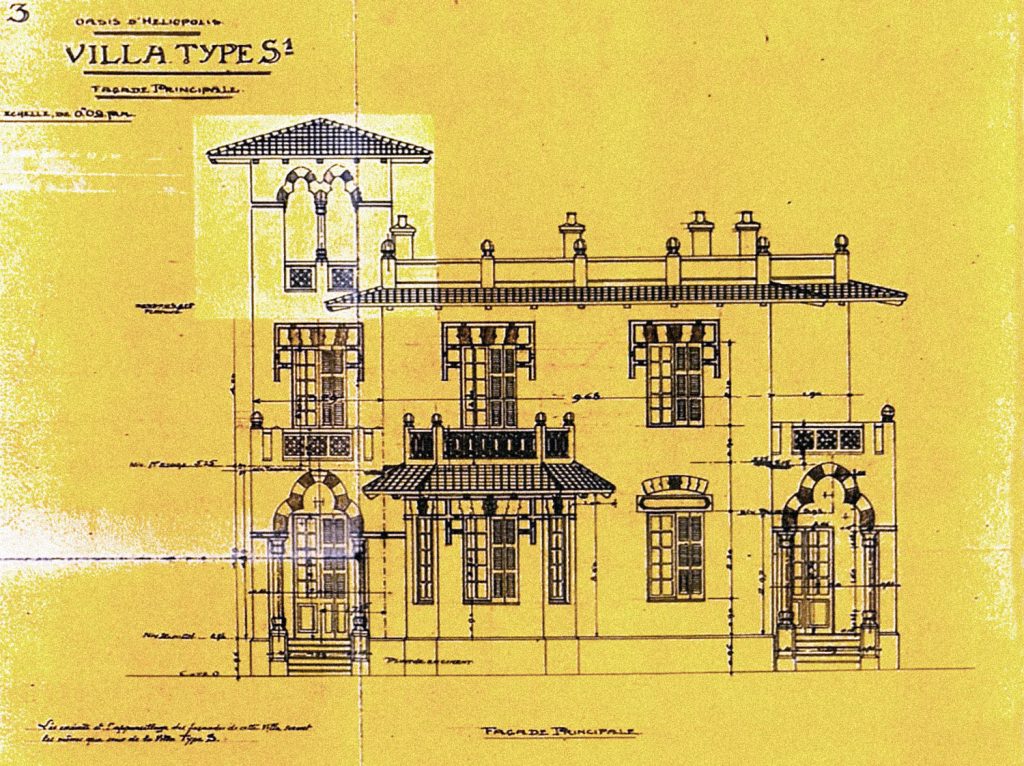 So lebte es sich im Heliopolis um 1900: architektonische Zeichnung der Vorderseite eines typischen Hauses