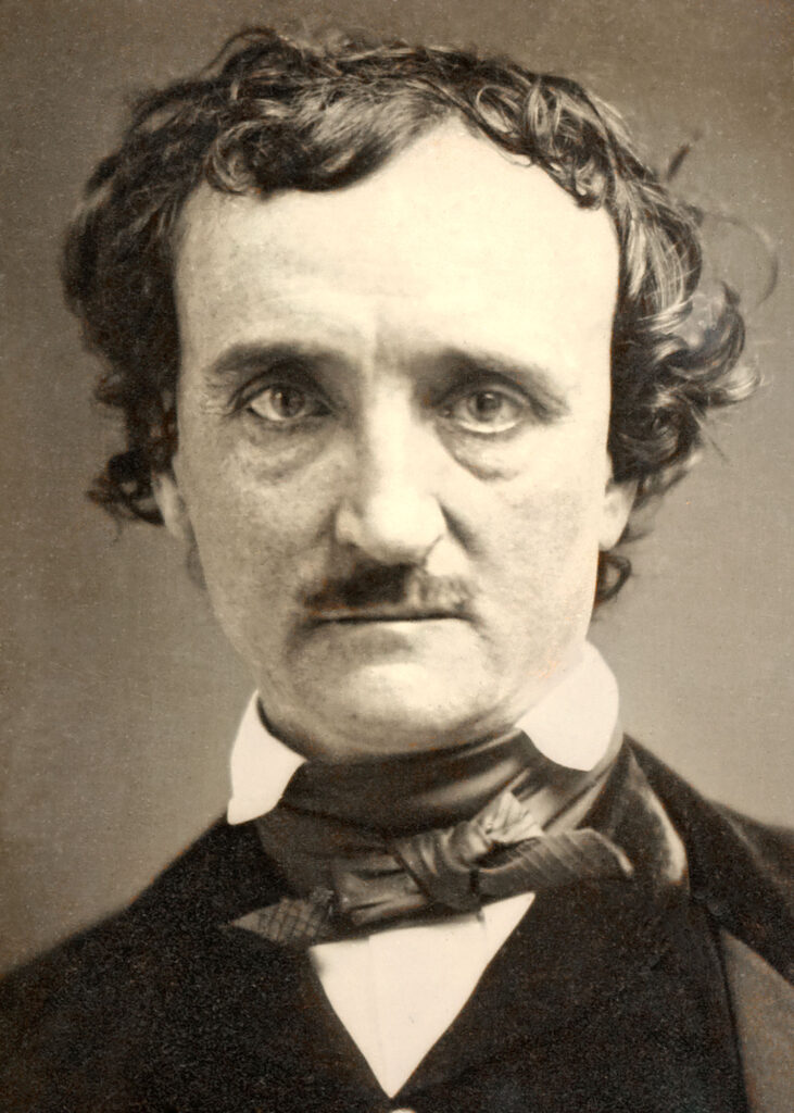 Edgar Allan Poe im Alter von 40 in seinem letzten Lebensjahr (1849)